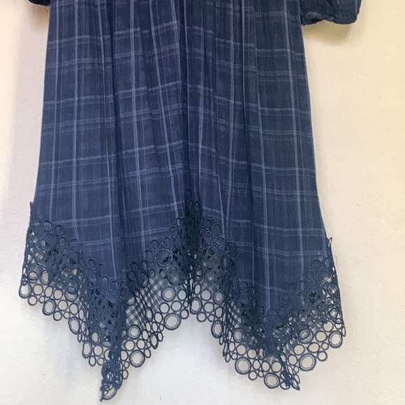 Anthropologie plaid kerchief dress with open weave lace design - Picture 10 of 12